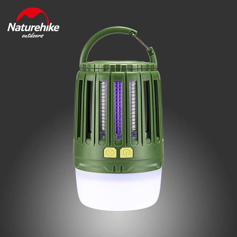 Suspended usb-charged led camp lights outside the tent in Naturehike multi-purpose anti-smoke tent