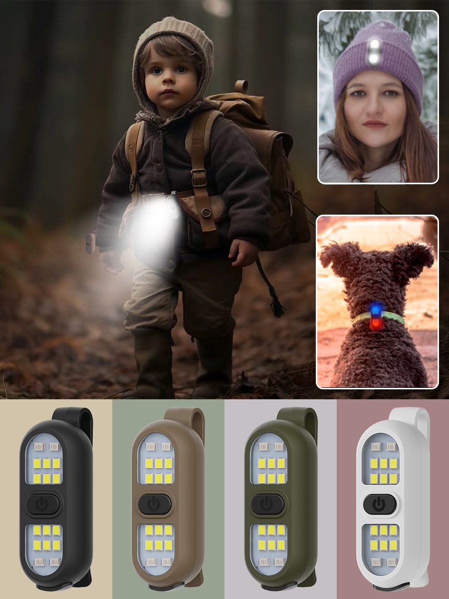 A light flashlight with a flashlight and a night running light