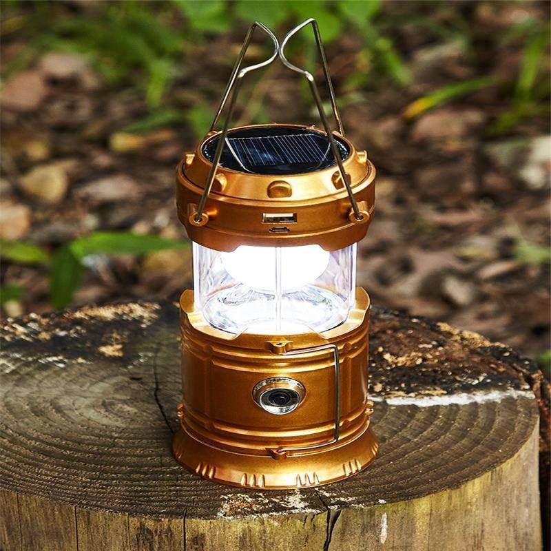 Solar outdoor camping lights are extended to recharging wild old hand-held tents with household lighting