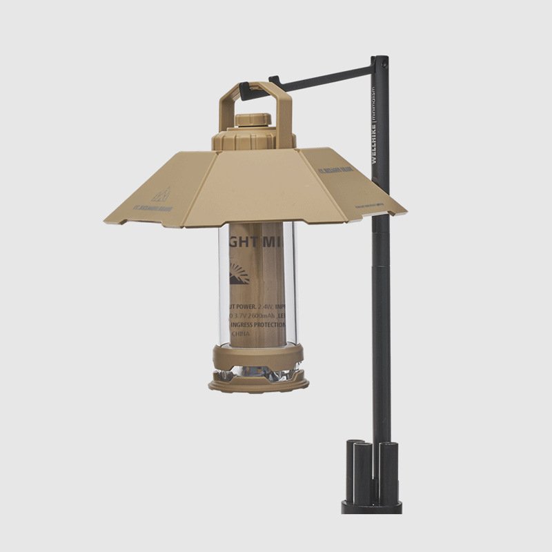 cargo light with multifunctional light on the mini camp camp tent outside of the guard's house
