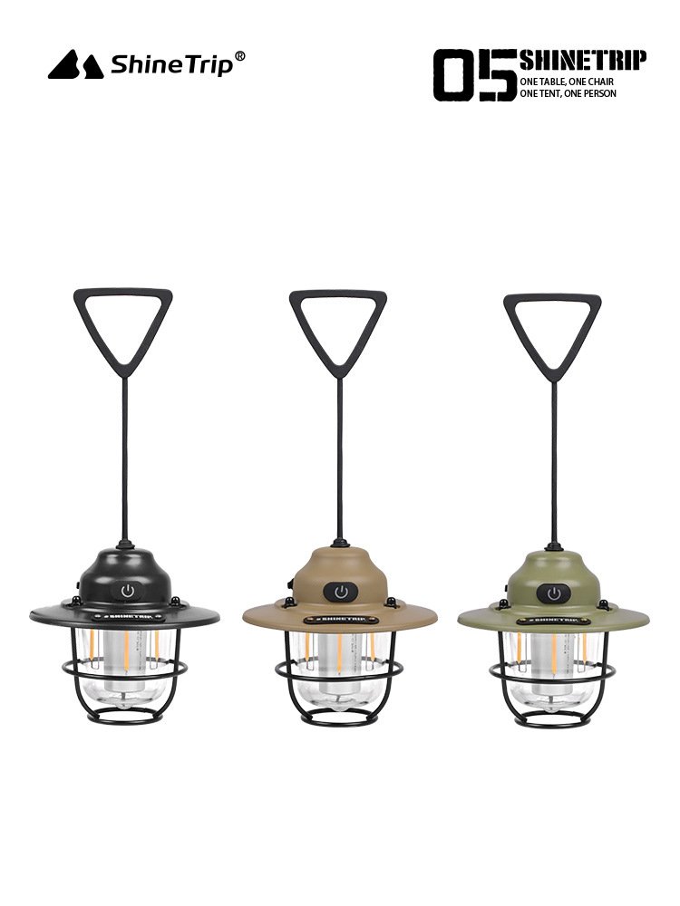 The camping light on the pine nuts tent in a fun outdoors