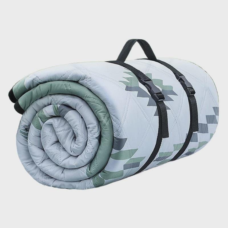 A picnic mat with a hot camping tent with a lawn beach and a field kitchen mat