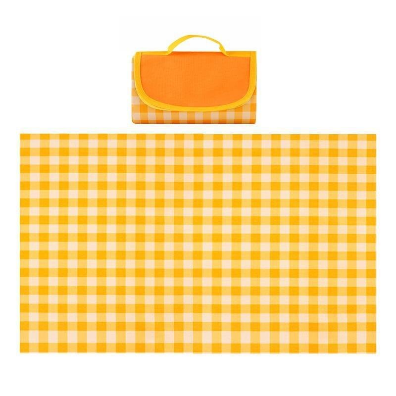 A picnic mat with water and portable outdoors for a field picnic would fold a picnic mat