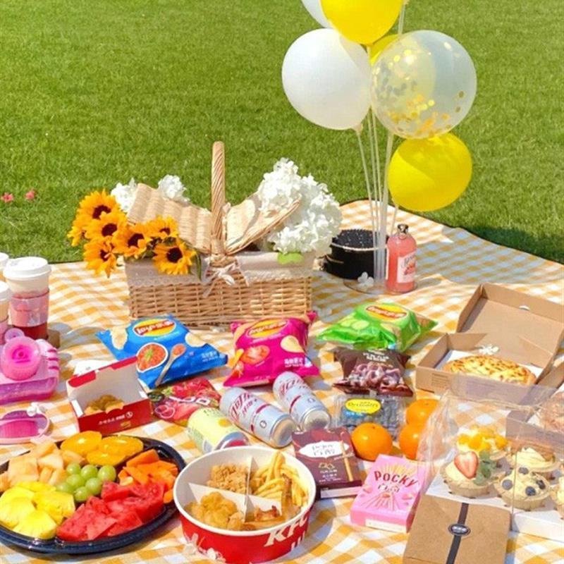 A picnic pad with a thick outdoor cooking camp camp tent with a water-grass pad to camp with