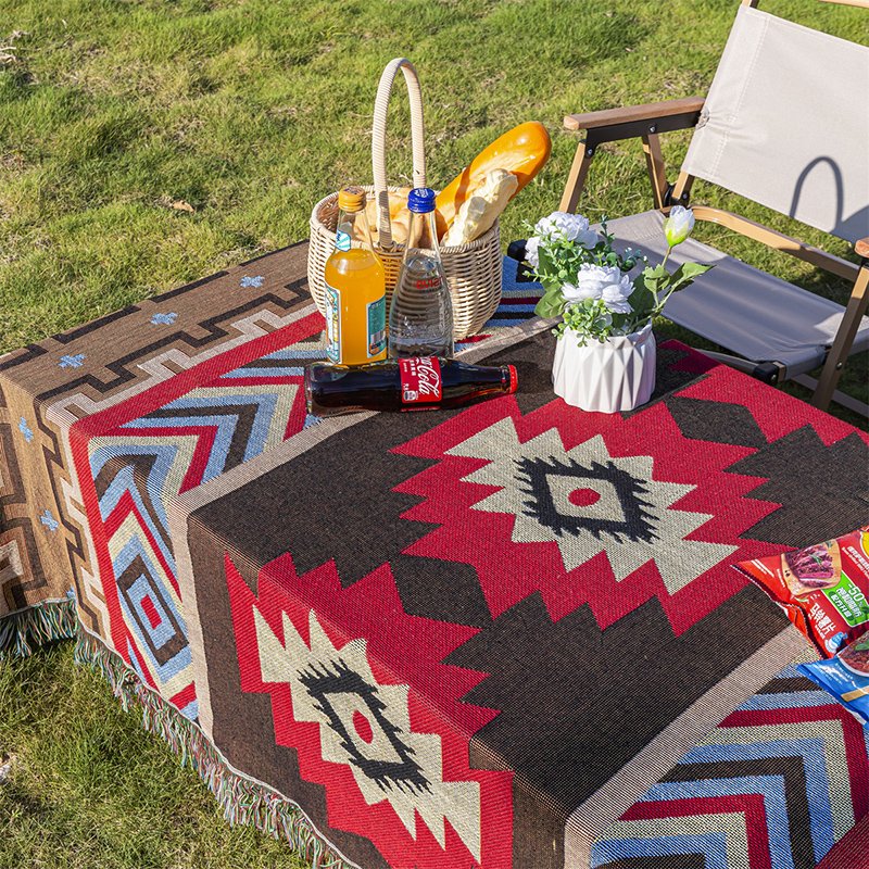 A picnic mat with a thick Bohemia mat and an outdoor camping blanket