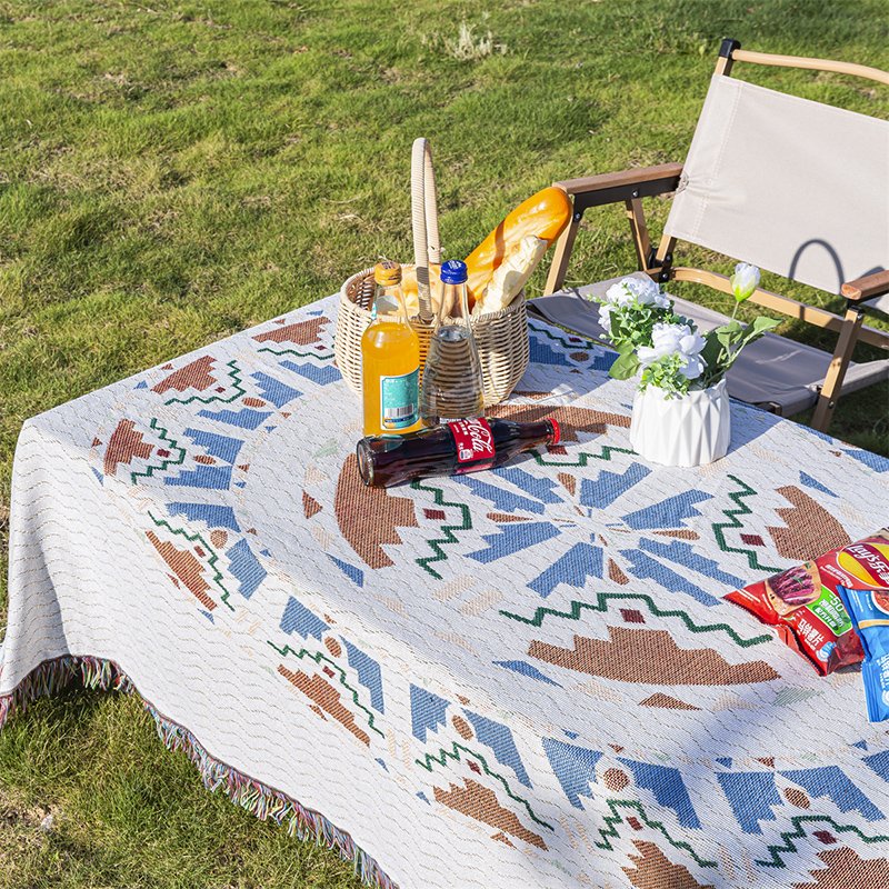 A picnic mat with a thick Bohemia mat and an outdoor camping blanket
