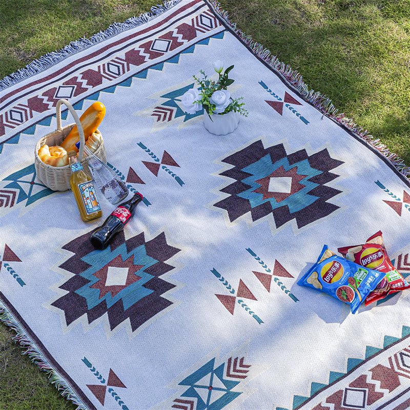 A picnic mat with a thick Bohemia mat and an outdoor camping blanket
