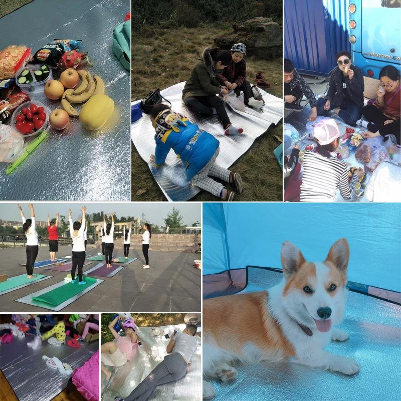 Beds of aluminum plattered in flood-resistant outdoors and camping tents with a pedal of ground and a picnic mat