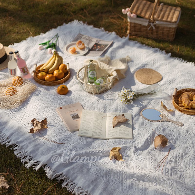 New stench-proof picnics, camping outside, white blankets, beach-bed tents, French seaside