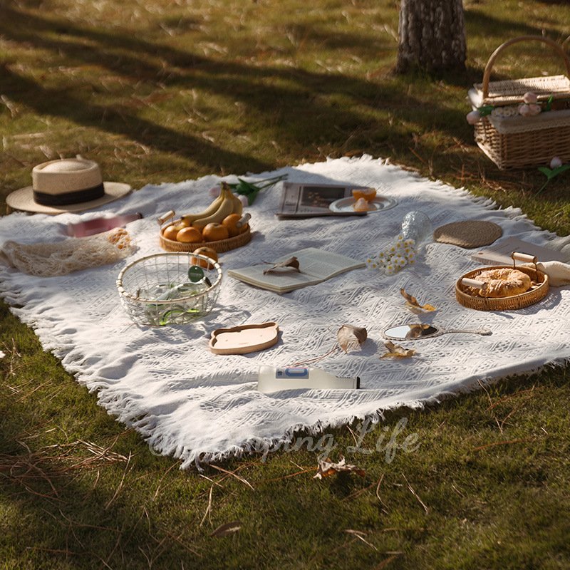 New stench-proof picnics, camping outside, white blankets, beach-bed tents, French seaside
