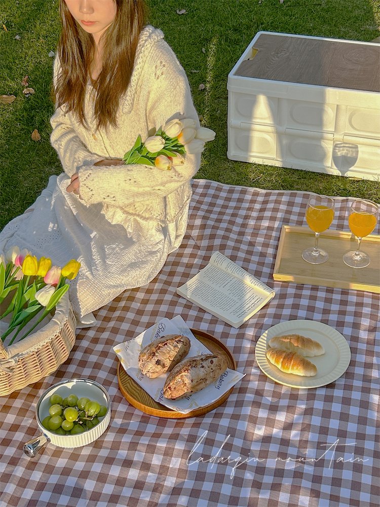 the picnic mat outdoors, the tide-proof camping canvass, and the red wind of the net