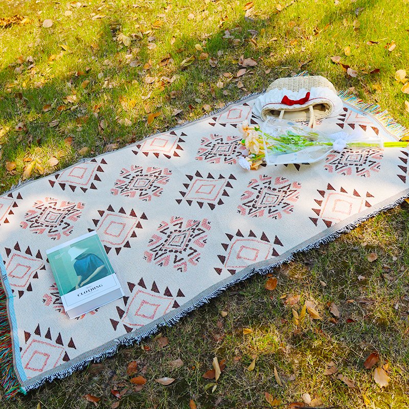 American outdoor picnic table and picnic with old carpet shawl tents with camping blankets and tatters