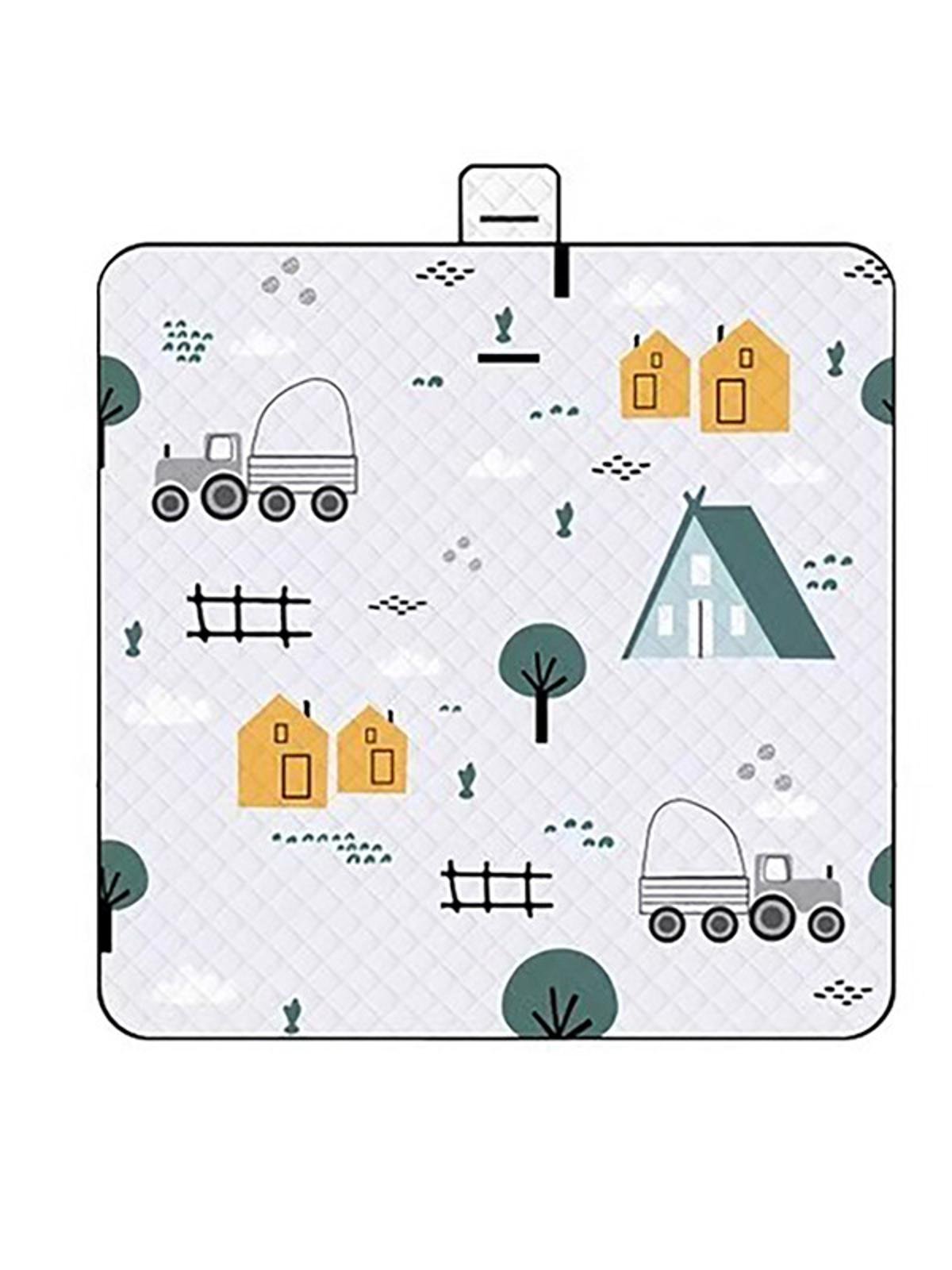 A picnic pad with a thick spring lawn and a camping tent and a beach mat with a cooking pad