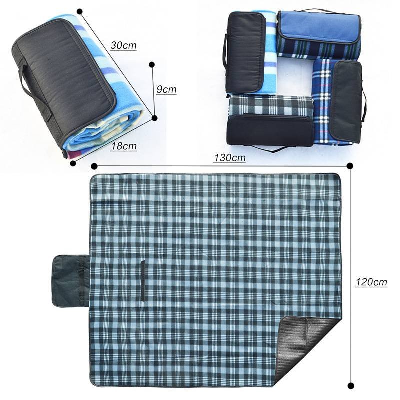 A picnic mat with a thick camping pad for the outdoors