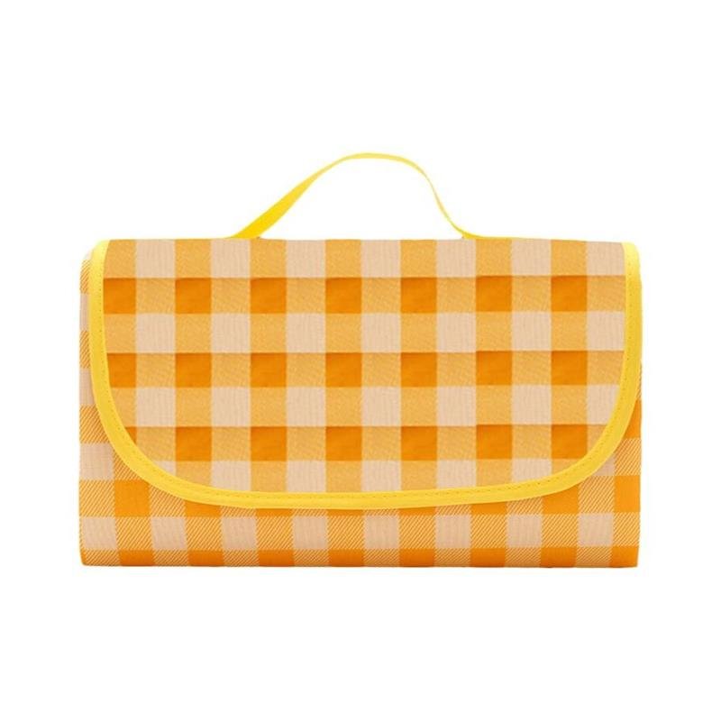 Outdoor picnic pads with a thick camper camp tent with a water-grass pad and a field trip