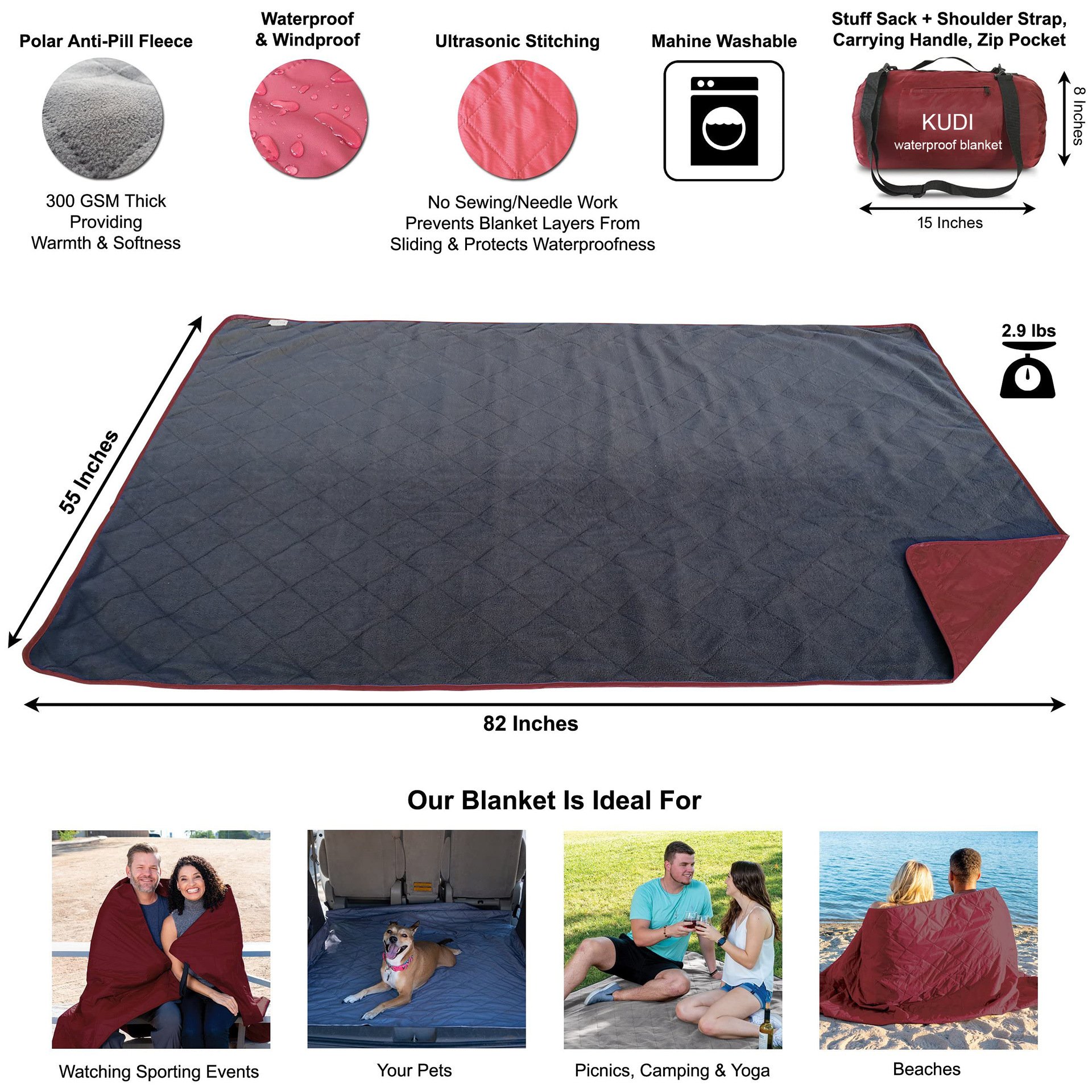 A picnic pad with a thick outdoor velvet and a camping blanket with a portable machine for blackwashing