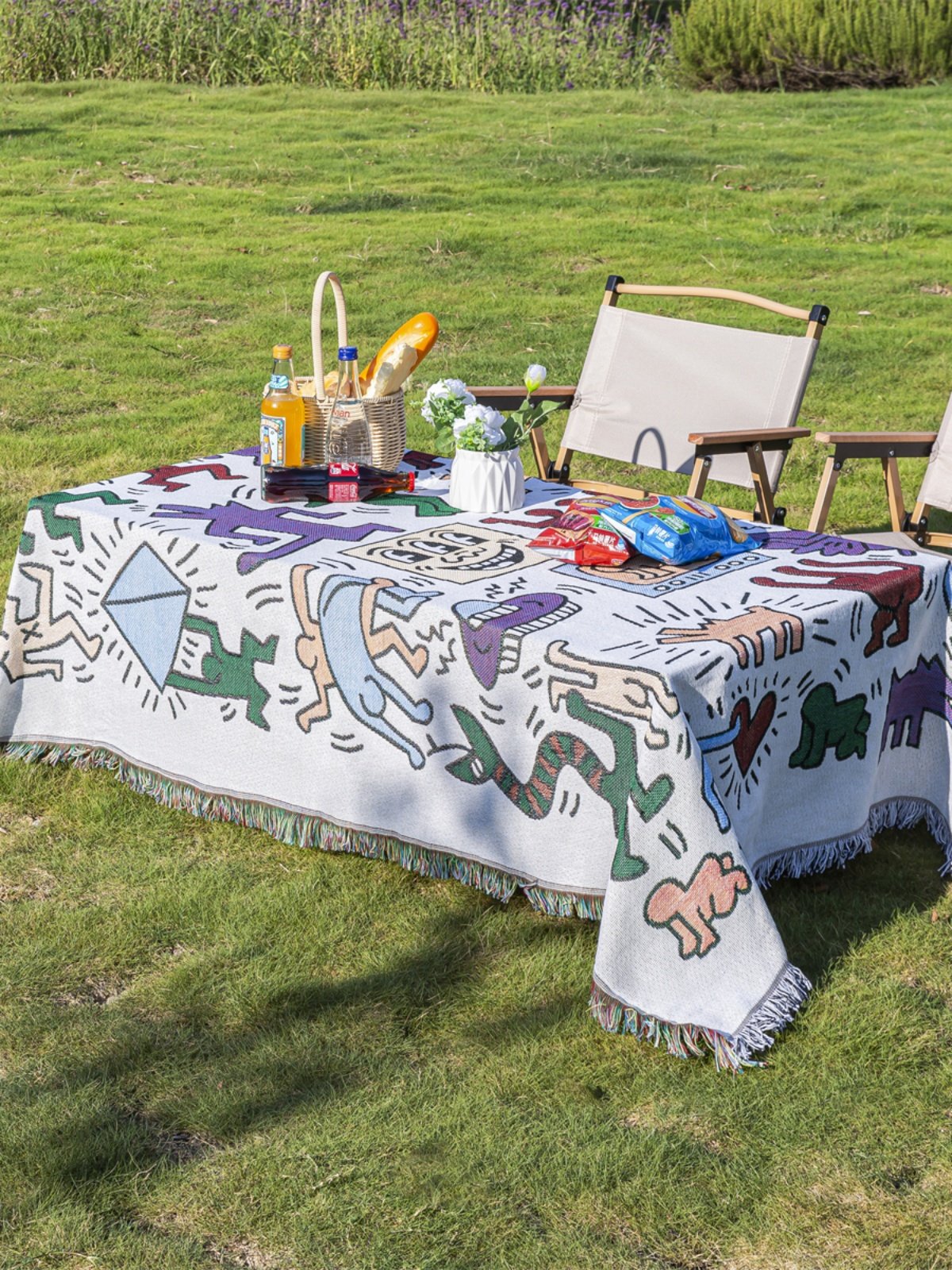 tent camping tablecloths, squared tea, some picnic mats, and a party table outside of the north european wind book