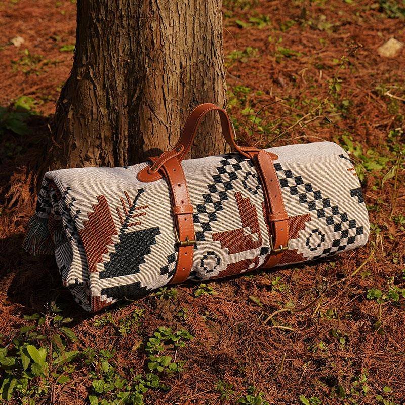 A picnic mat with a thick Bohemia mat and an outdoor camping blanket tablecloth