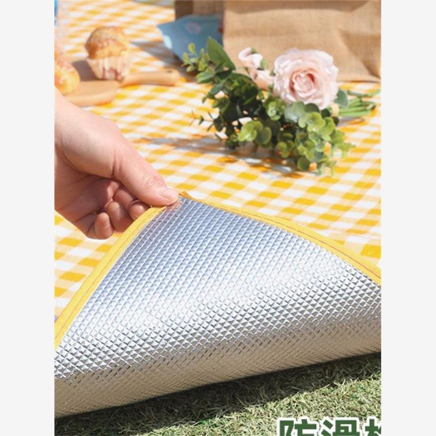 A picnic mat outside the hiking and leisure park with a thicker seat and a field cooker camping tent
