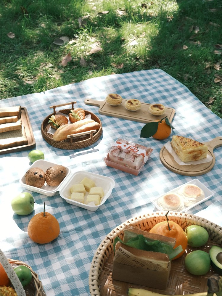 A picnic mat with a thick tent and a camping camping pad with a beach with a sun-down pad