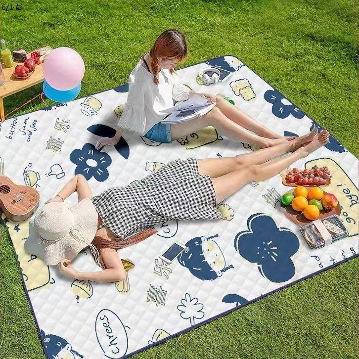 A picnic pad with hotbeds and a large family camping camper would carry a tent with a stool on the field lawn