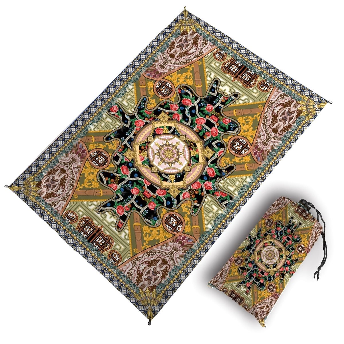A picnic mat folds in a light pocket, sandproof sand-proof beach mats, and with it, a light seat for the Autumn Outing Music Festival