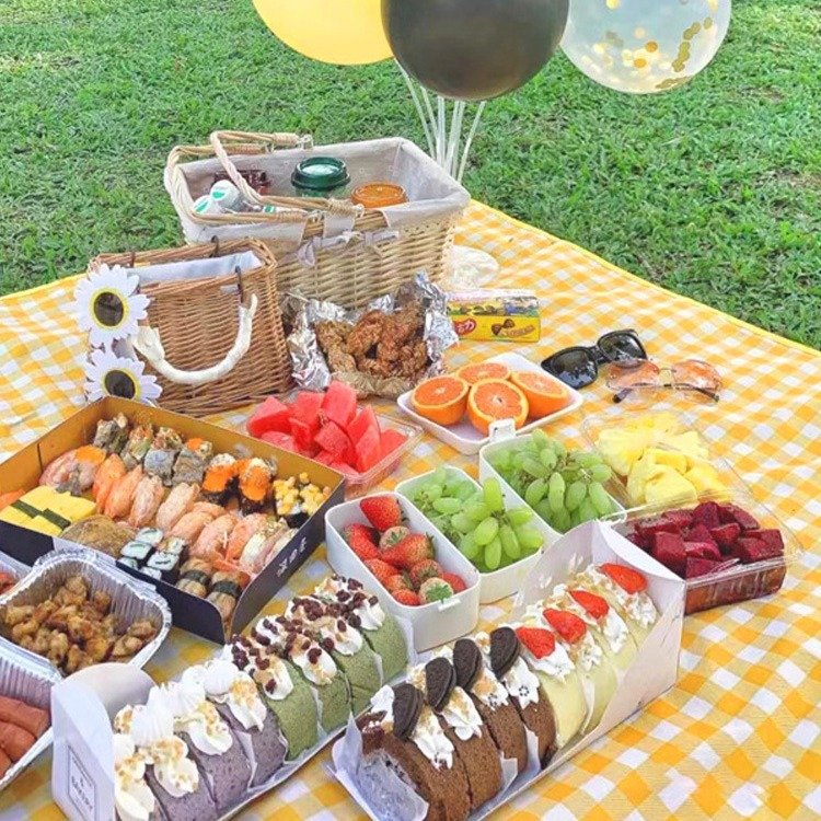 The picnic pads are waterproof from the beach collages and spring picnics