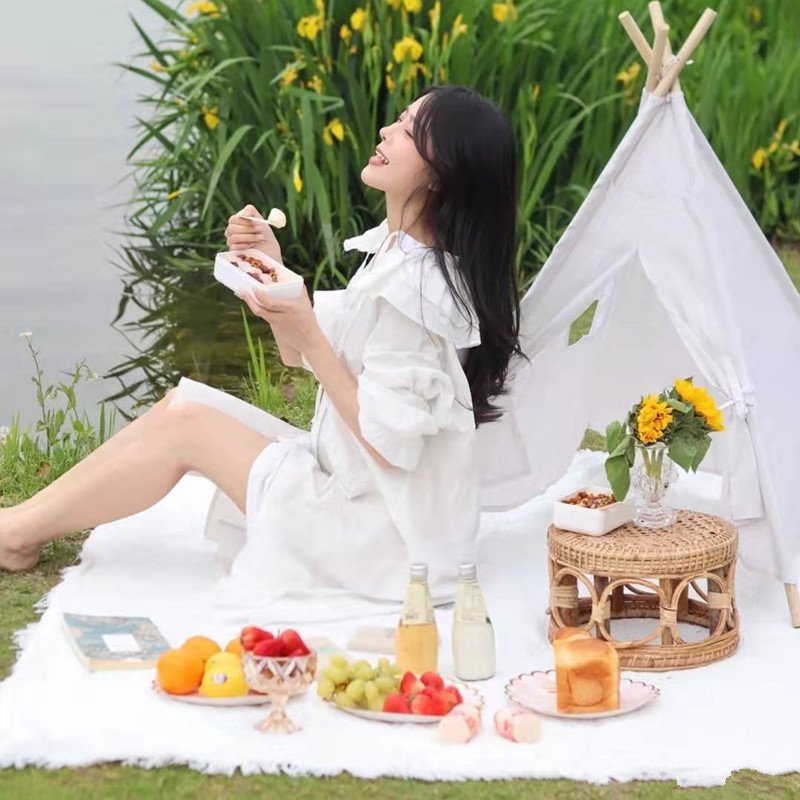 white picnic mats, ins-tide camping, with a thick spring and peri-urban picnic blanket, beach mats