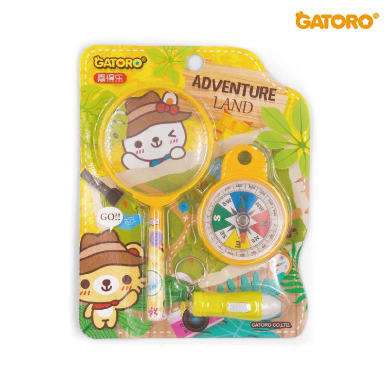 Cartoon children's adventure kit with magnifying glass, hand-held flashlights, science experiment, early to teach elementary-school toy