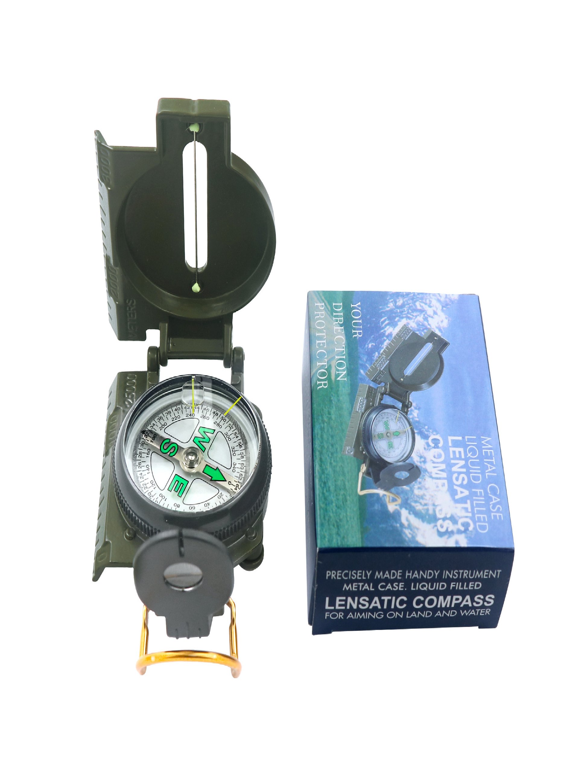 PROFESSIONAL QUALITY MCVIDD45-2A MULTI-PURPOSE COMPASS, METAL CORPS GREEN POINTER, OUTDOOR