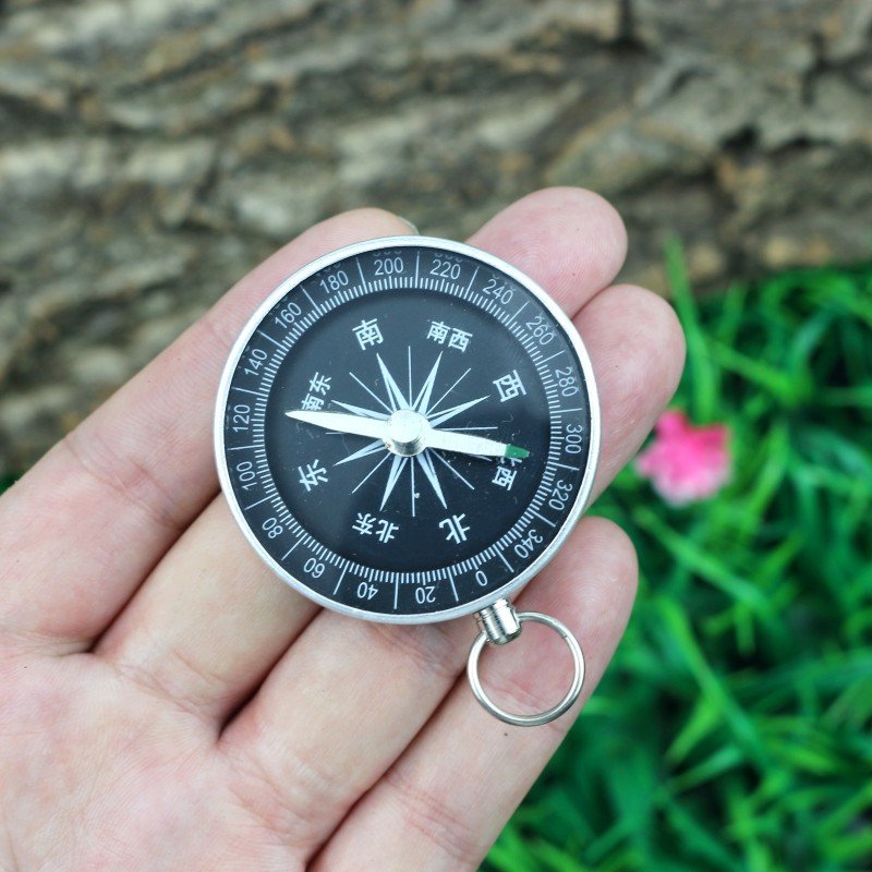aluminum alloy metal, pocket compass, 44mm key button portable, english-spectrum