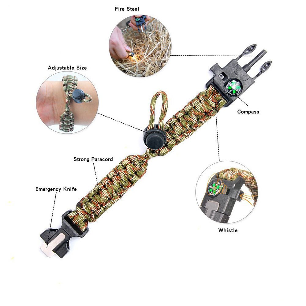 2 multi-purpose seven-core umbrella line compass pin buttons to adjust the firestone bracelet for the outside life of the ring