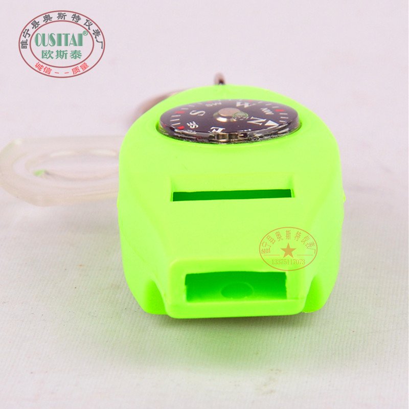 Ostell's multi-purpose outdoor camper thermometer magnifier for a whistle