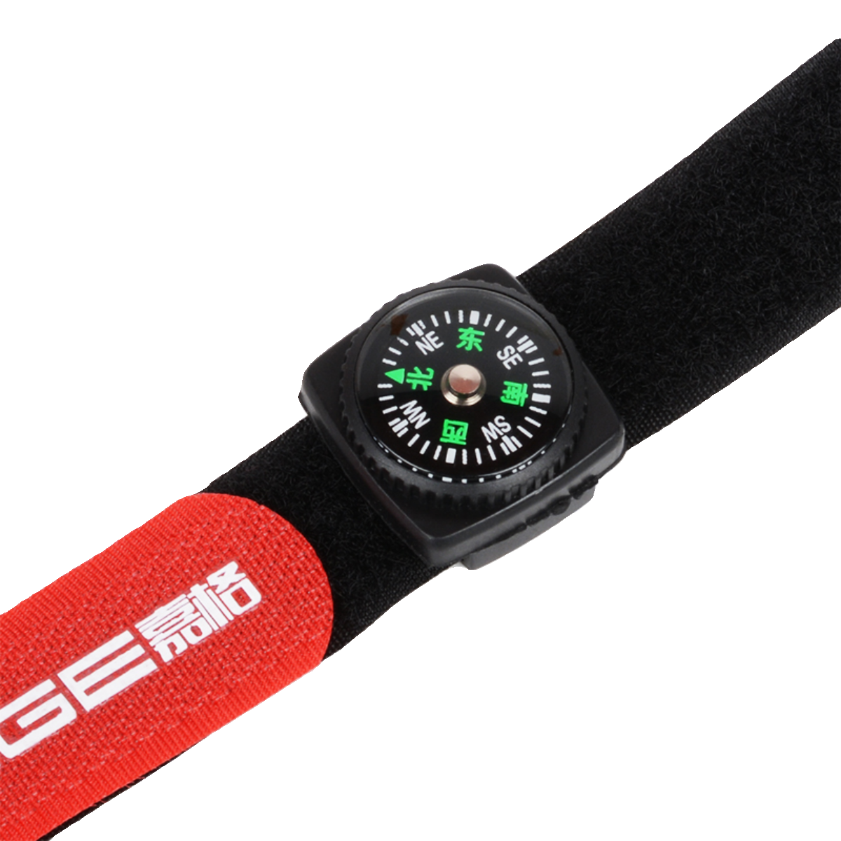 An outdoor waterproof wristwatch indicates a high-precision water-protective compass in a northern needle