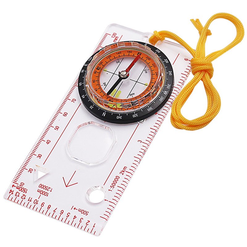 The scale guide guide, the scale map guide for out-of-door life-saving supplies, points to the north for survival
