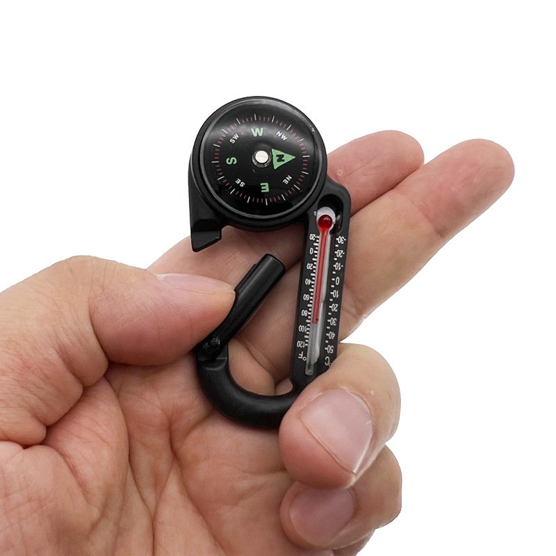 Camp Aluminium Alloy Multi-Purpose Key button \ Mountain button compass \ Guide thermometer