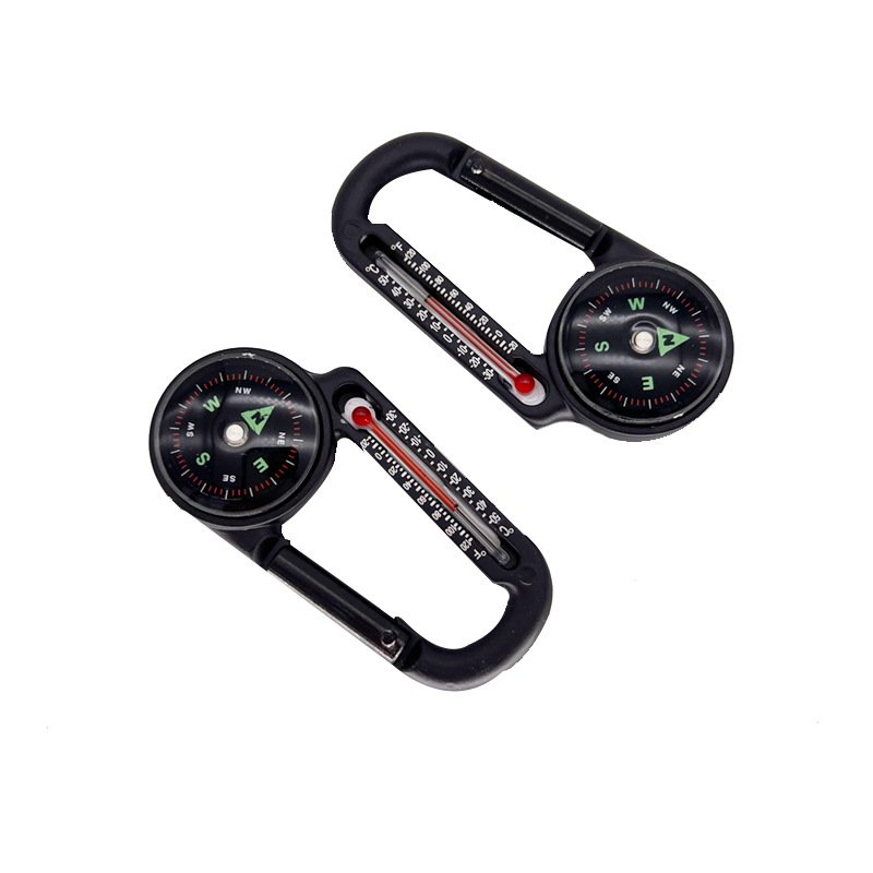 Camp Aluminium Alloy Multi-Purpose Key button \ Mountain button compass \ Guide thermometer