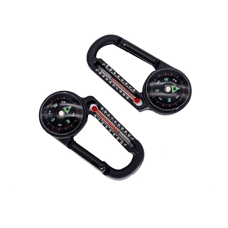 Camp Aluminium Alloy Multi-Purpose Key button \ Mountain button compass \ Guide thermometer