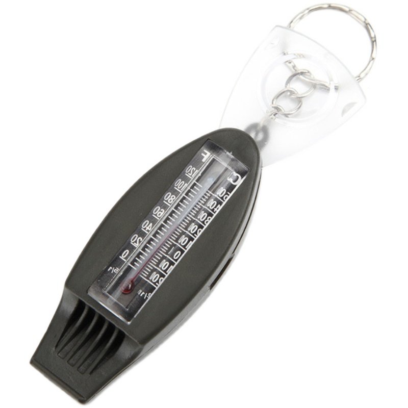 Outdoor emergency multi-purpose whistle points to the porter's waterproof mountain-button amplifier compass