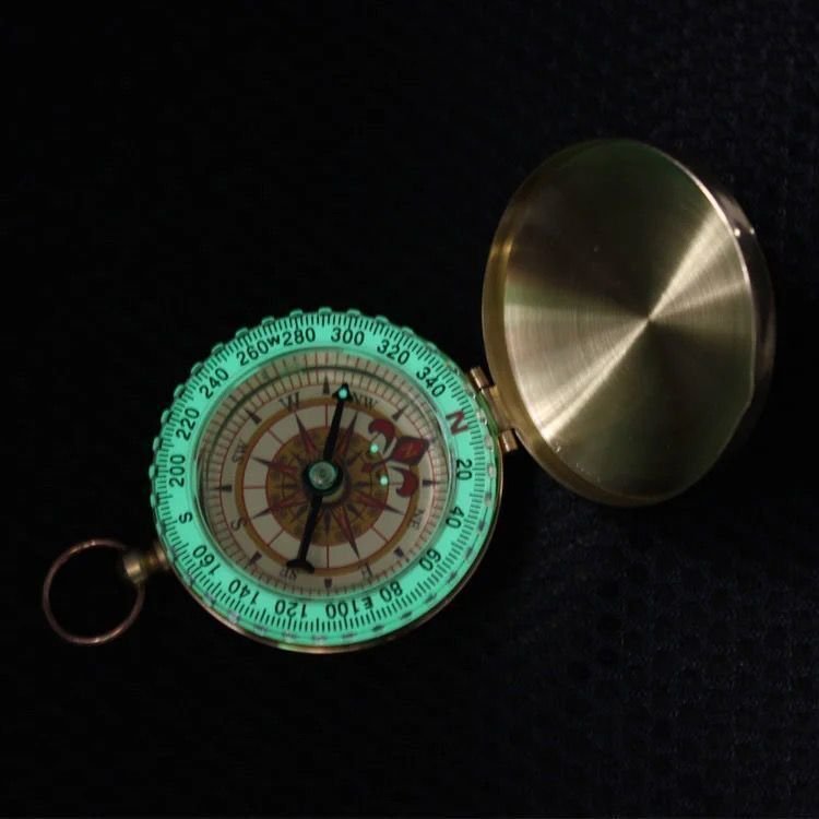 Key-button compass, nightlight and waterproof, multi-purpose guidepost, hilltop compass, stainless steel