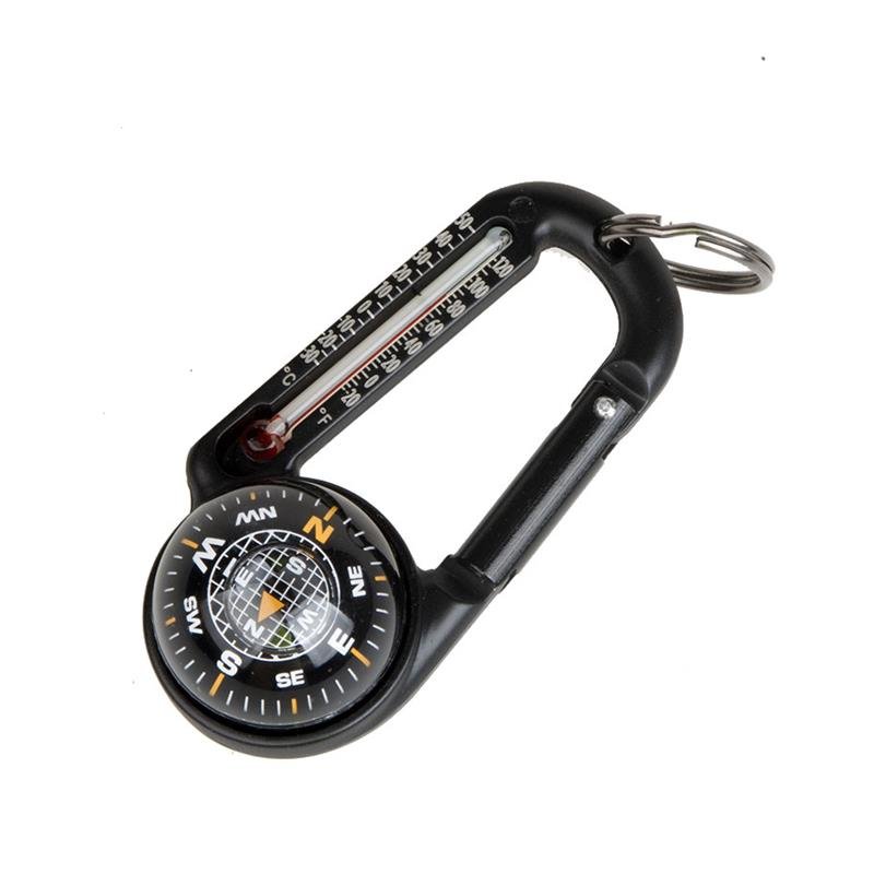 A mini-magnetic compass with a thermometer compass for travel outside the entrance for survival