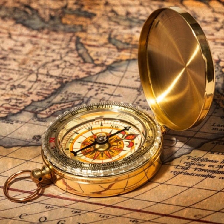 Bronze compass compass pedagogic compass, waterproof night-sight mirror reflecting northerly