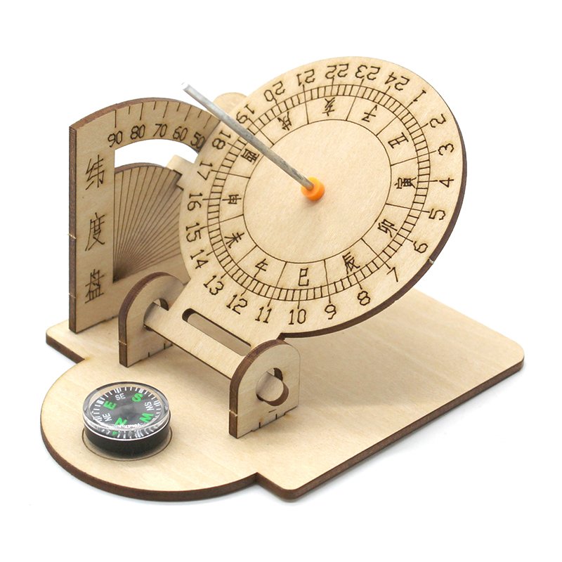 a compass and a solar dialytic model, small-scale production of ancient timers hand-forming creative fun material