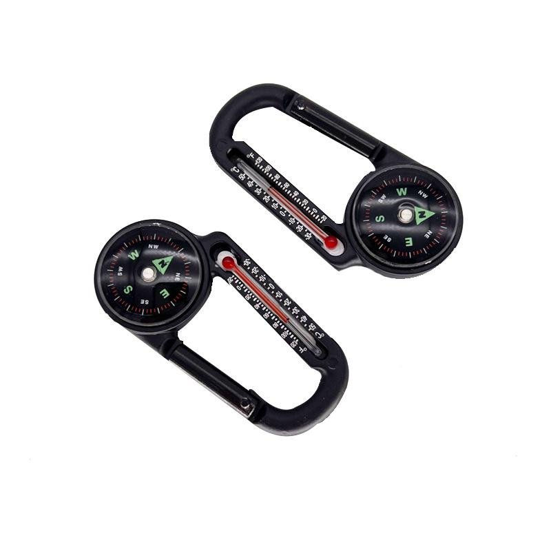 Camp Aluminium Alloy Multi-Purpose Key button \ Mountain button compass \ Guide thermometer