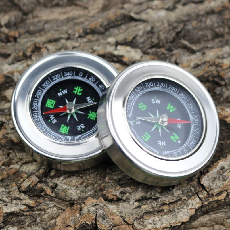 Portable compass points to the northern lens compass stainless steel shell compass available in Chinese English