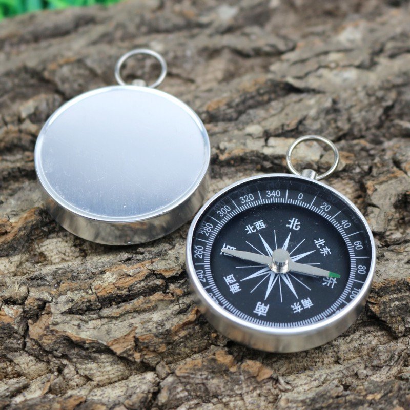 Portable compass points to the northern lens compass stainless steel shell compass available in Chinese English