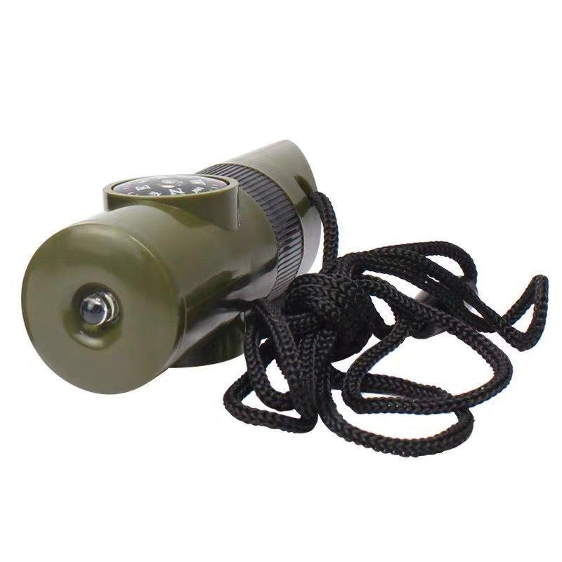 Outdoor life-saving supplies with a seven-square multifunctional emergency guidance magnifier flashlight thermometer