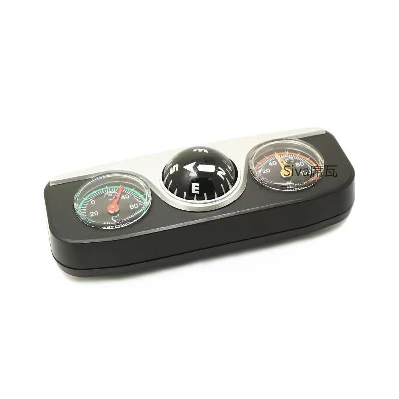 Triple compass, thermometer, wetometer, triple multipurpose car compass