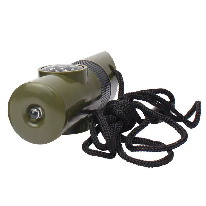 Outdoor life-saving supplies with a seven-square multifunctional emergency guidance magnifier flashlight thermometer