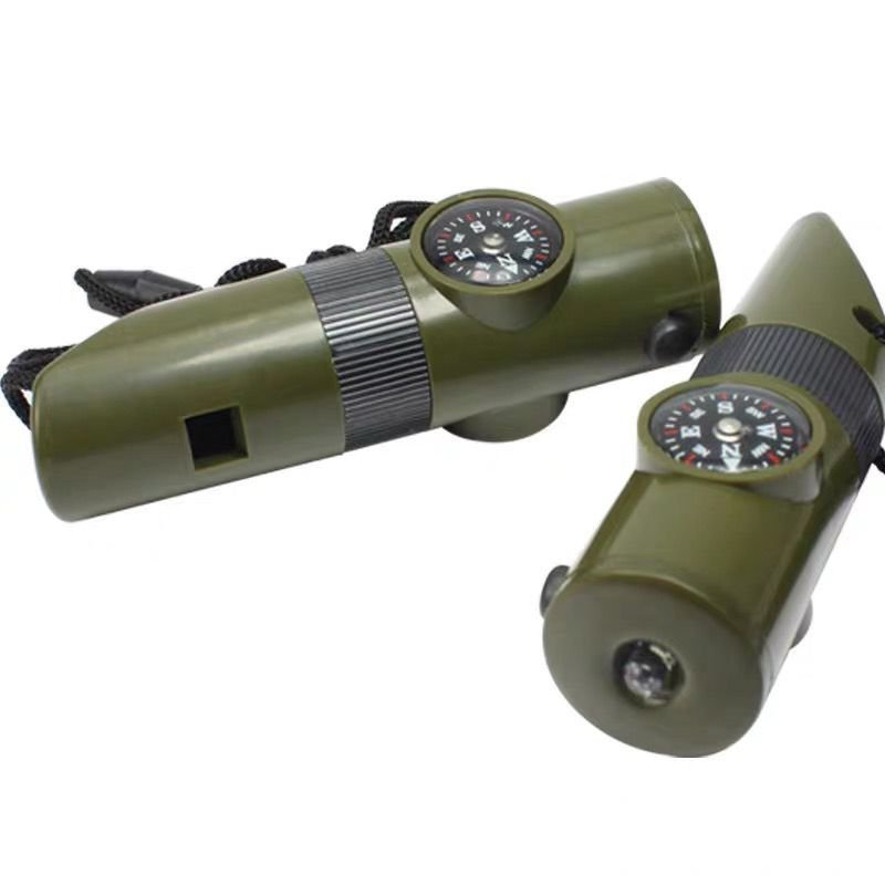 Outdoor life-saving supplies with a seven-square multifunctional emergency guidance magnifier flashlight thermometer